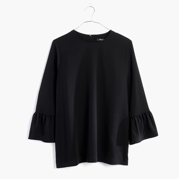 Madewell Bell Sleeve Top in True Black Size XXS - Picture 1 of 4